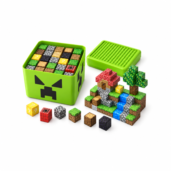 Zielone klocki magnetyczne Lunelii Bricks – zestaw 200 sztuk